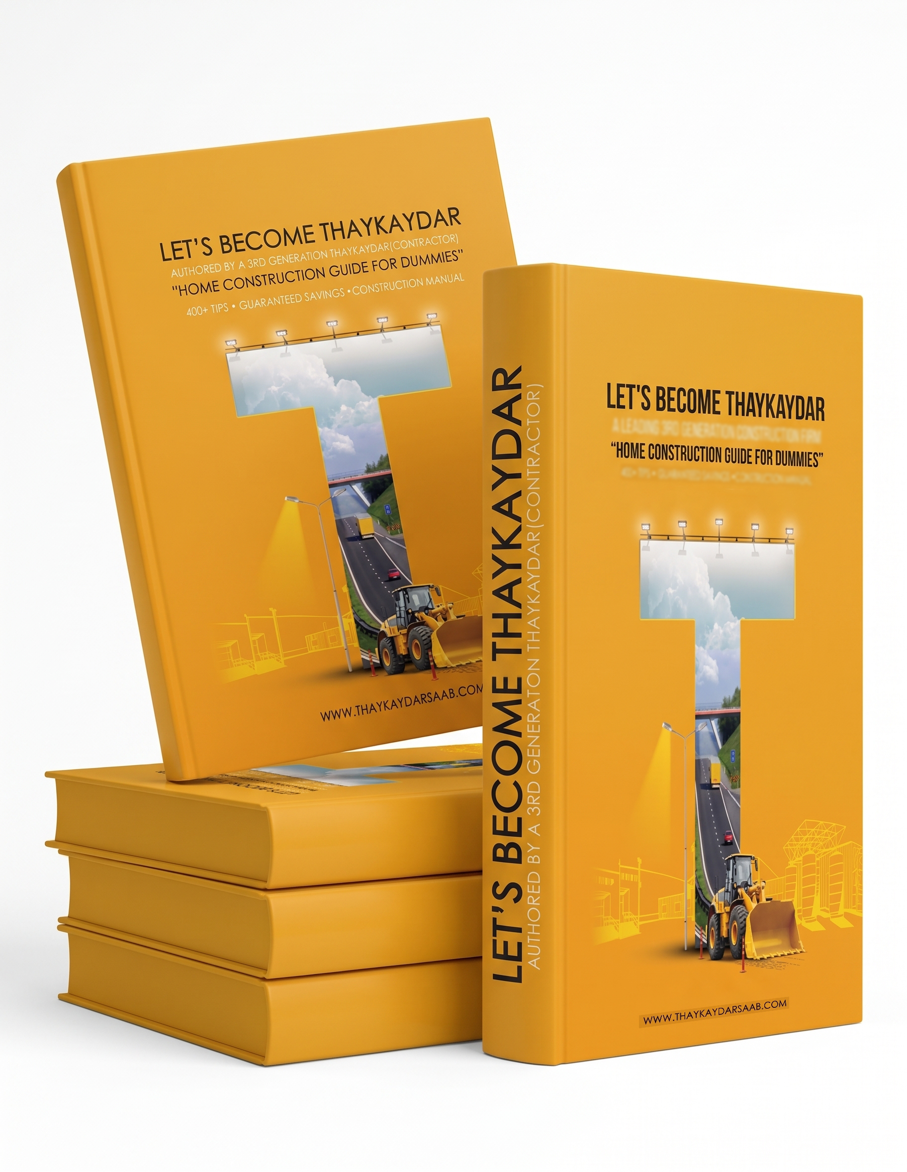 3D mockup of the Let's Become Thaykaydar construction guide book